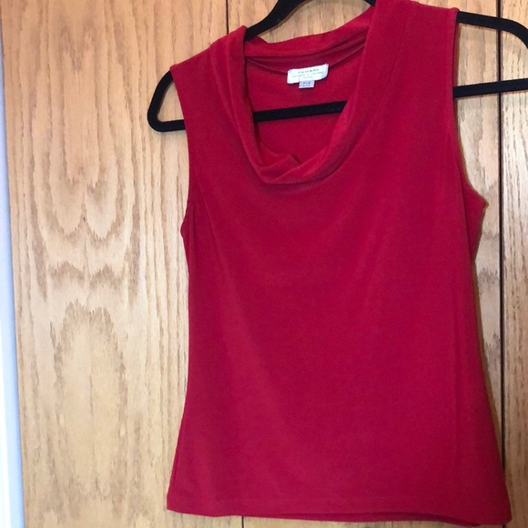 Tahari red blouse size petite x small - Picture 1 of 5